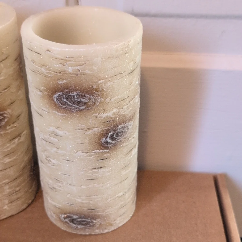 Birch Bark LED Candle Set - Picture 5 of 7